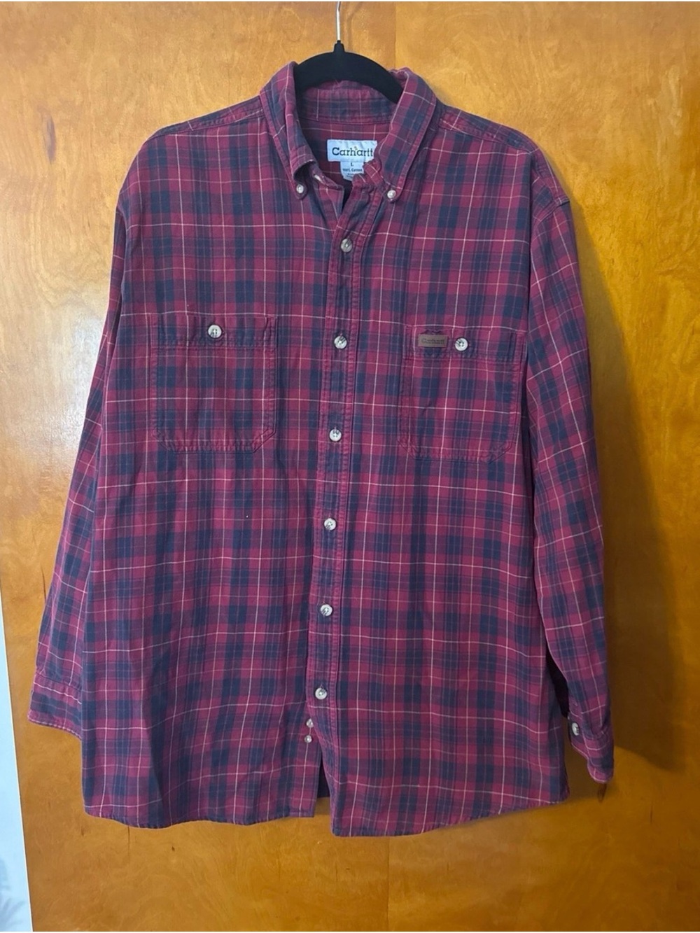 Carhartt Red and Black Plaid Button-Down Shirt
